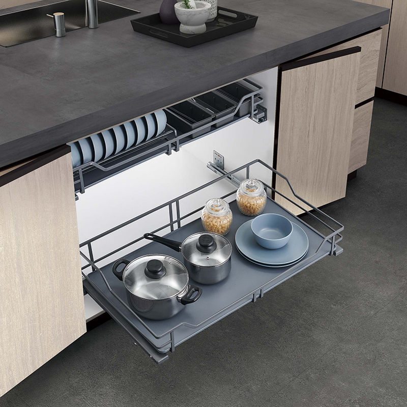 Kitchen cabinet drawer wire sliding dish drying rack shelf drainer basket