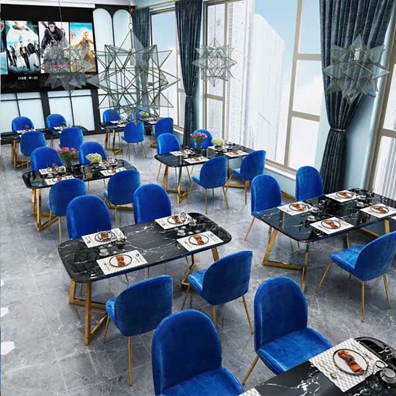 Hot Sale Nordic Modern coffee table sets  marble top metal steel legs fast food shop table and chairs for cafe shop