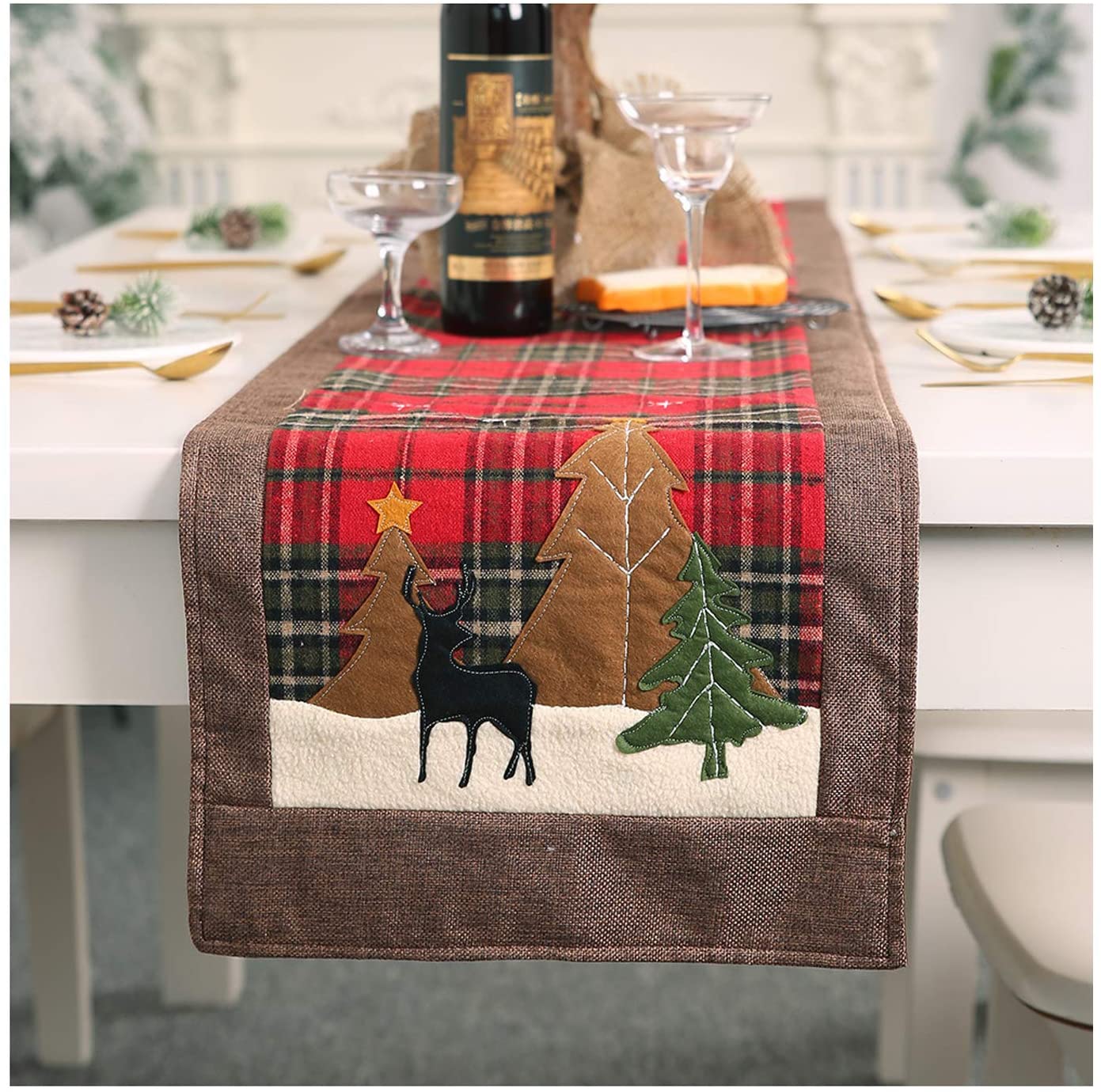 Wholesale  embroidered table runner christmas in red