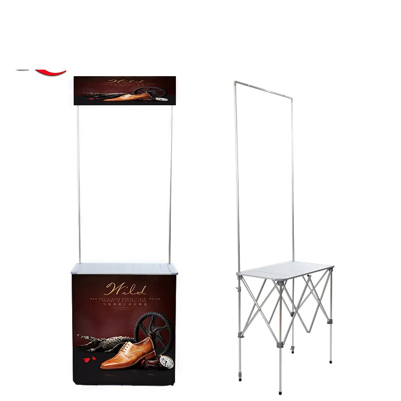Standard size portable trade show display aluminum pop up supermarket promotion counter folding table