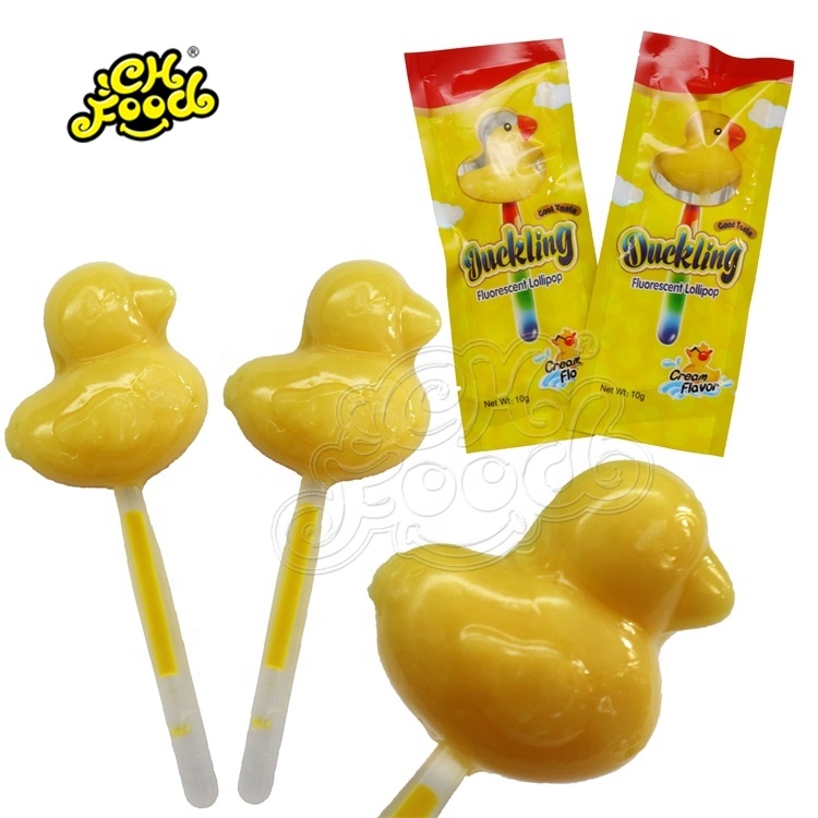 Yellow Duck And Fried Egg Shaped Lollipop Candy With Glow Stick