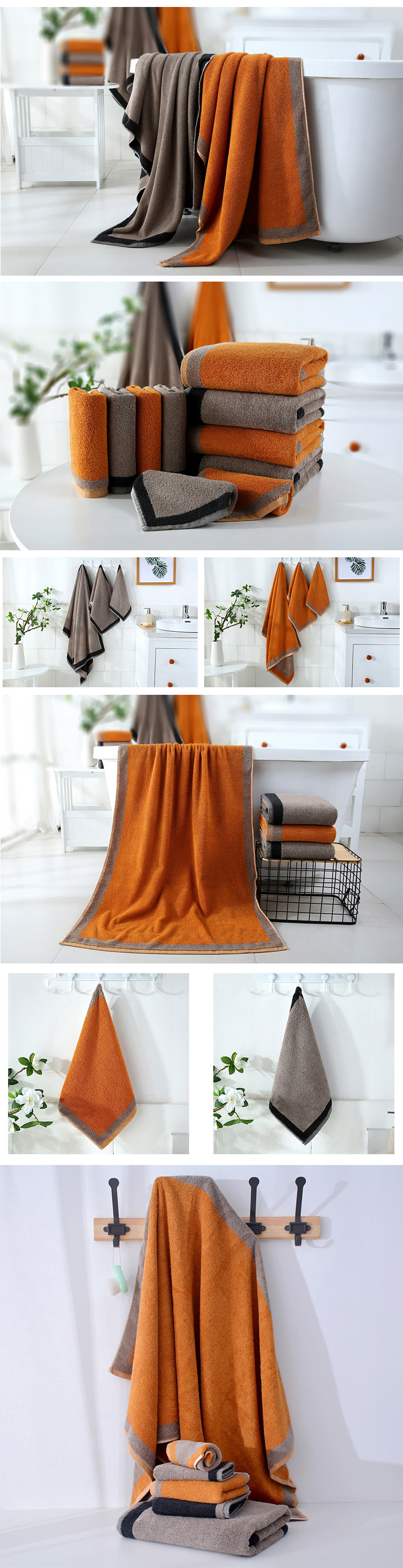 Plain Style and 100% Cotton Material bath towel gift set