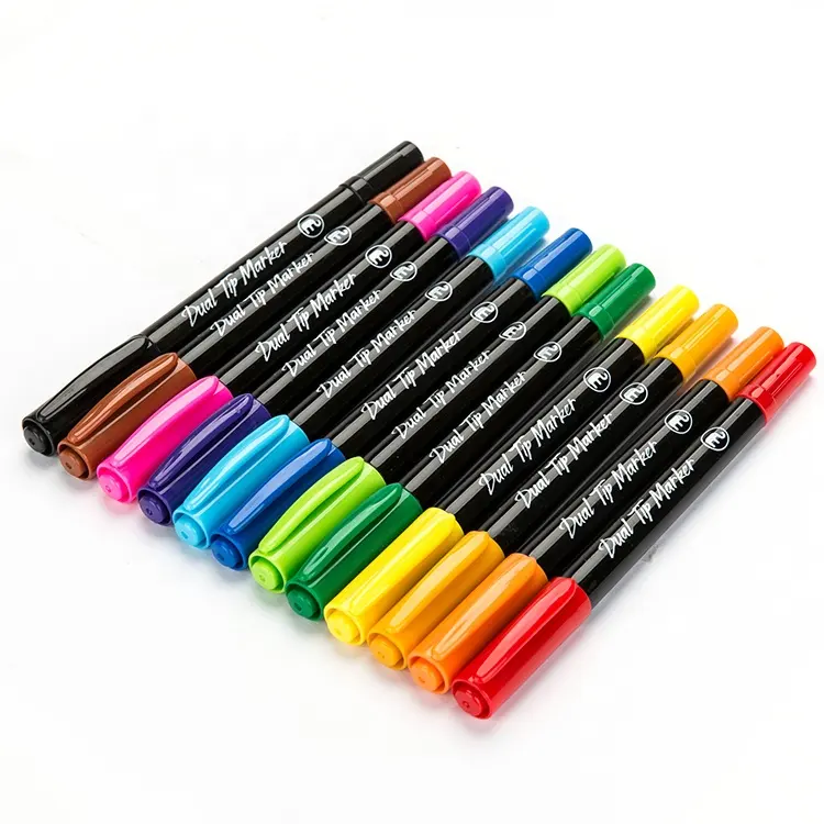 GXIN P107 Muti-Color bright dual tips Water-based permanent marker pen set