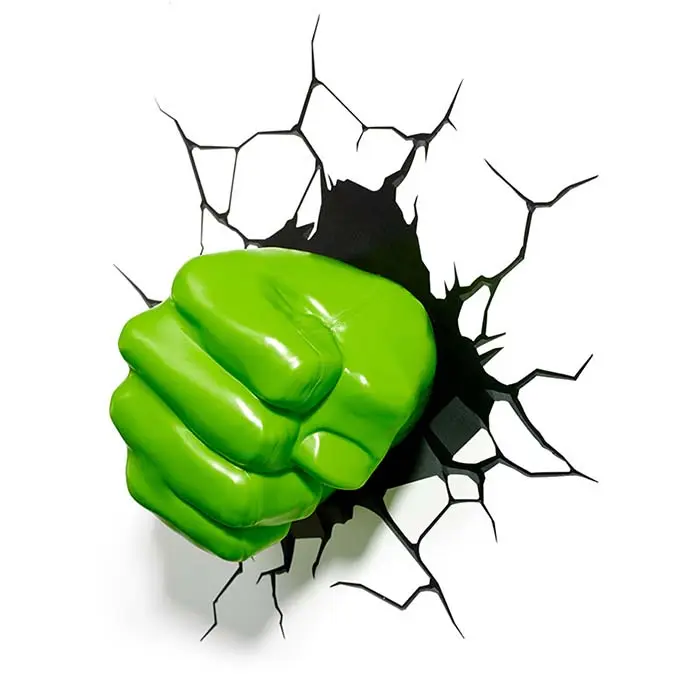 Melenlt Green Hulk Hand Superhero 3D LED Wall Lamp Creative Sticker Hanging Avengers Marvel Night Light for Christmas Kid Gift