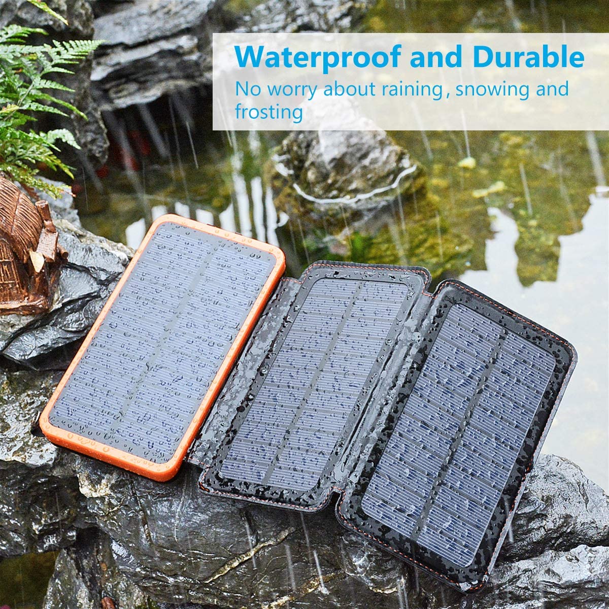 8000mAh 5V Waterproof Portable Solar Charger Solar Phone Charger Camping 6