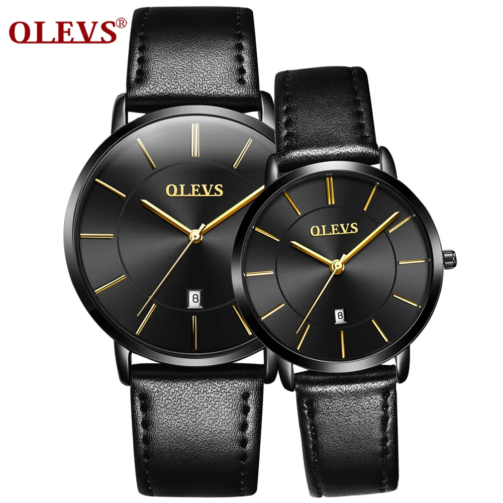 OLEVS Brand 5869 Auto date Quartz Minimalist Leather