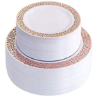 120 Pieces Rose Gold Plastic Disposable Salad Plates and Dinner Plates