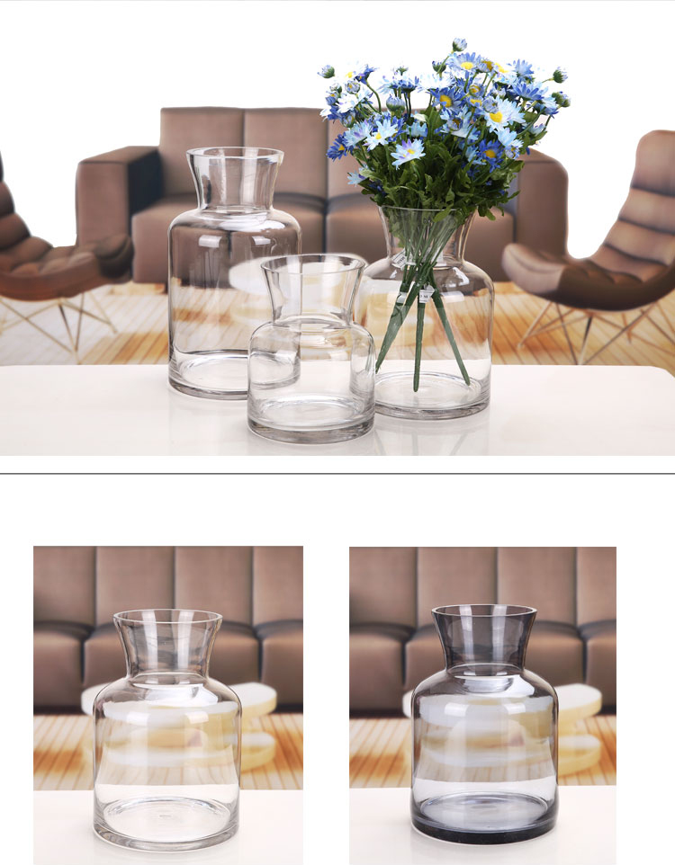 Wholesale Cheap Clear glass tall vases wedding centerpiece  handmade floor glass vase