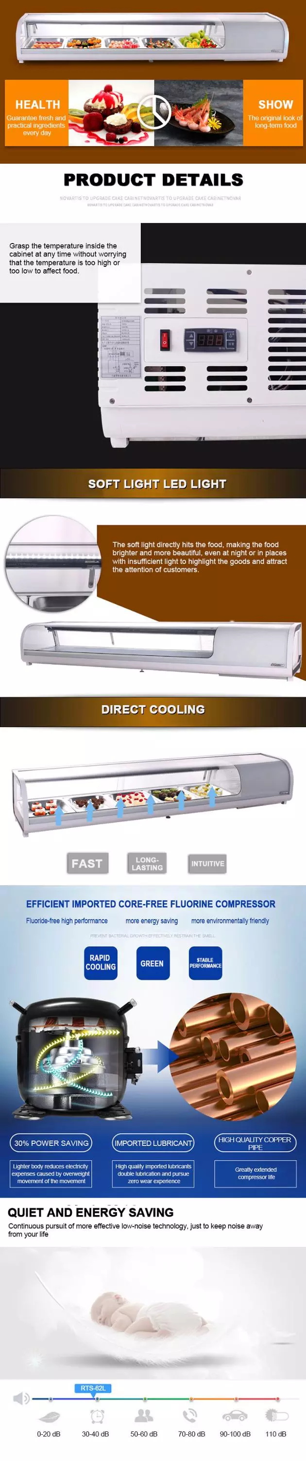 1200mm sushi showcase 42L sushi food display fridge CE certificate approved sushi display case