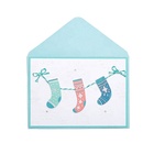 Customized Printed New Designed Blue Envelope Cards, Diamond Handmade Christmas Greeting Cards
