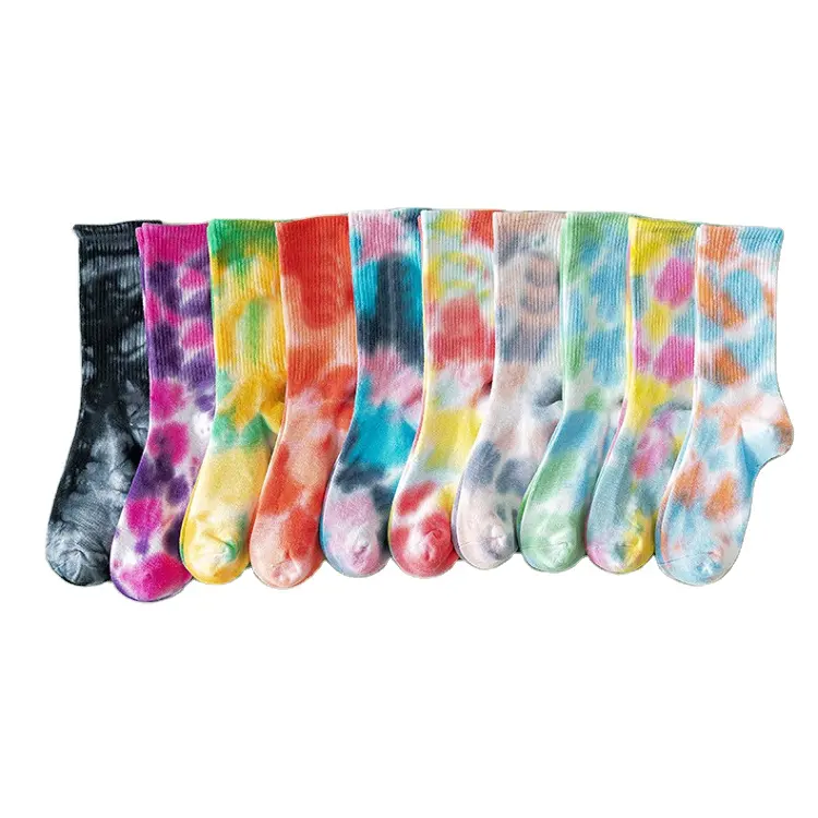 Custom logo Men women Sports Basketball Socks colorful Plain cotton Tie Dye Socks