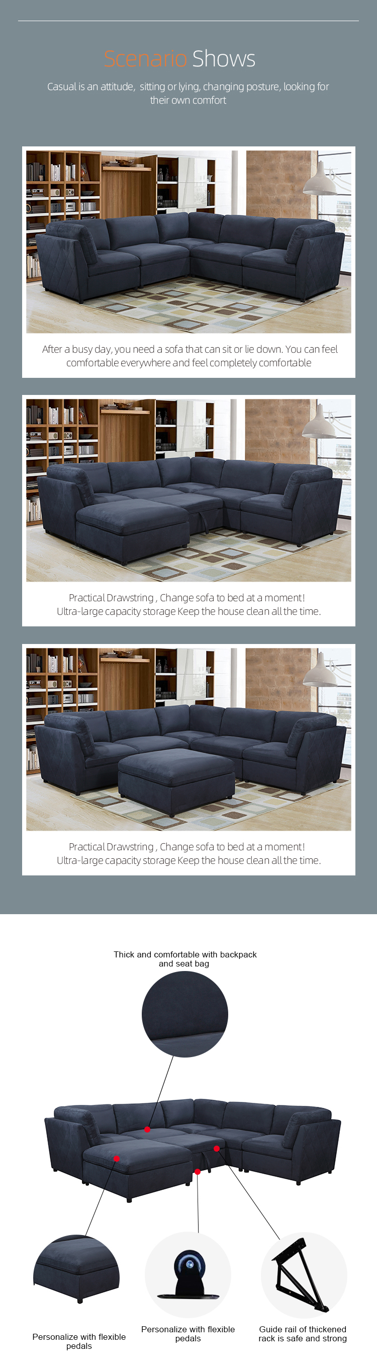 Rafael new model sectionals sofa set living room sleeper sofa 2020 design