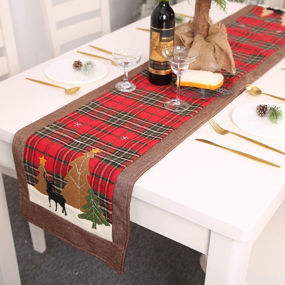 Wholesale  embroidered table runner christmas in red
