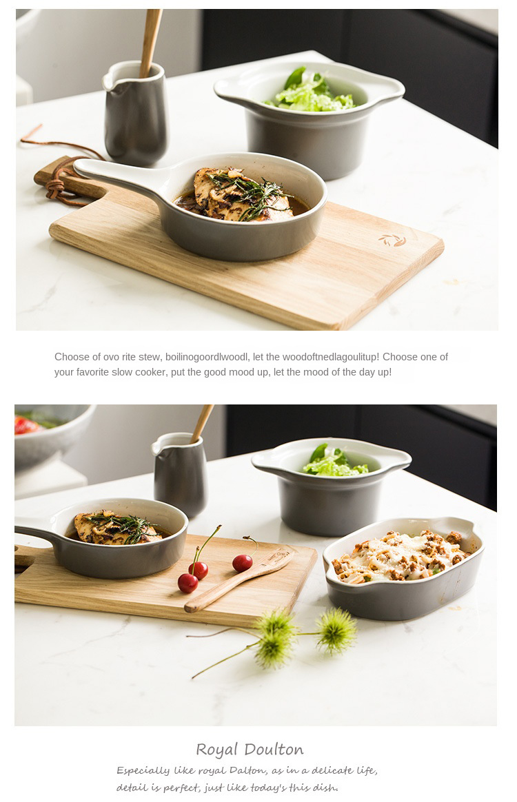 Nordic Ceramic Pizza Baking Dishes Pans With Handle Porcelain Bakeware For Kitchen Microware safe