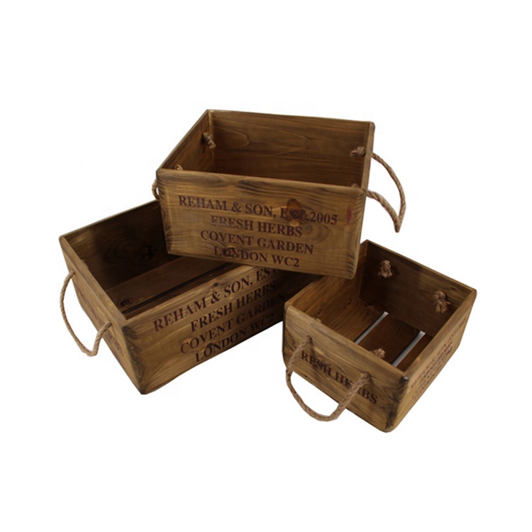 Vintage Stained Rustic Wood Crates