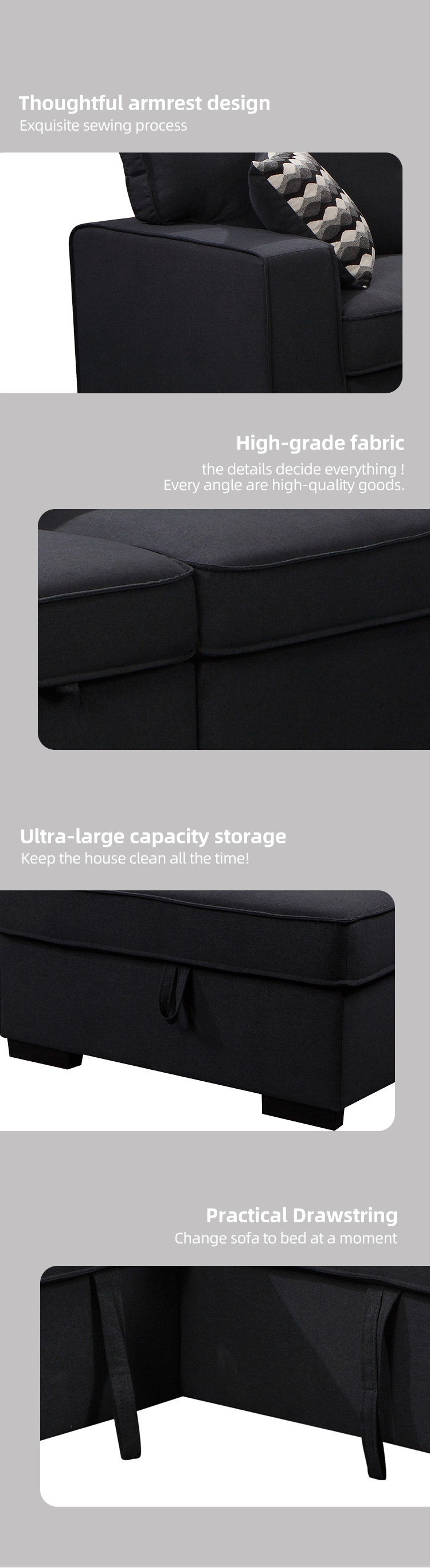 Modern design U shape corner sofa set for living room fabric sofa sectional wholesale
