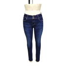 High waist double buckle nine points jeans female 2019 new spring with the small feet tight pencil pants