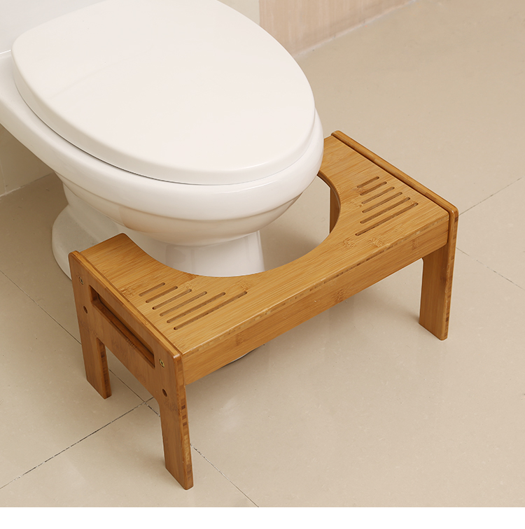 Adjustable Bamboo Toilet Stool Bamboo Portable Bathroom