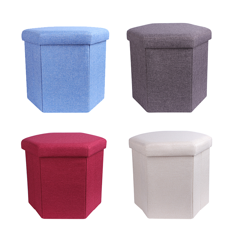 china Hexagonal stool Fabric linen  Foldable  Hexagonal Ottoman  hexagon stool for kids