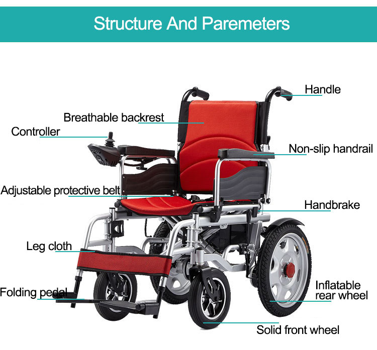 Electric Wheelchair Foldable and lightweight wheel chair portable elderly care products