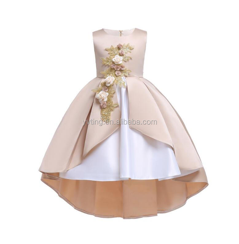 Floral Embroidery Sleeveless Princess Party Dress Girl Multicolor Princess Dress