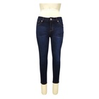Women's trousers dark blue jeans female elastic thin pants autumn new thin high waist straight trousers