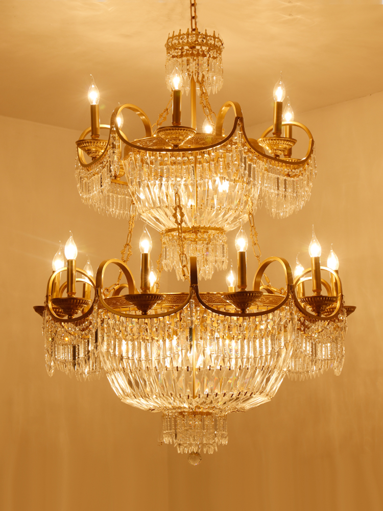 Living room copper chandeliers gold color with K9 crystal copper ceiling chandelier for decoration