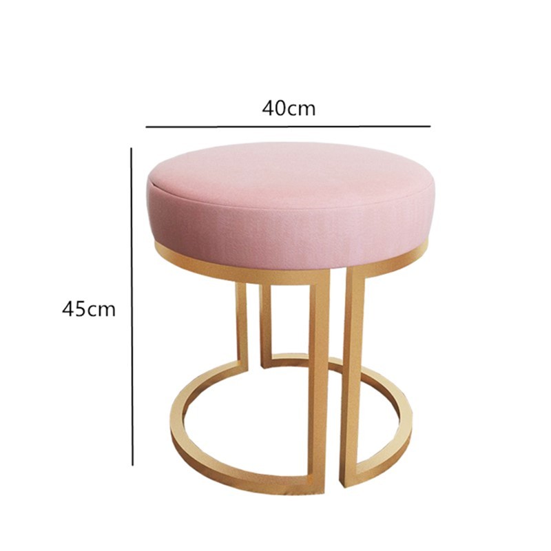 Modern Round Velvet Upholstered Ottoman Stool With Gold Base