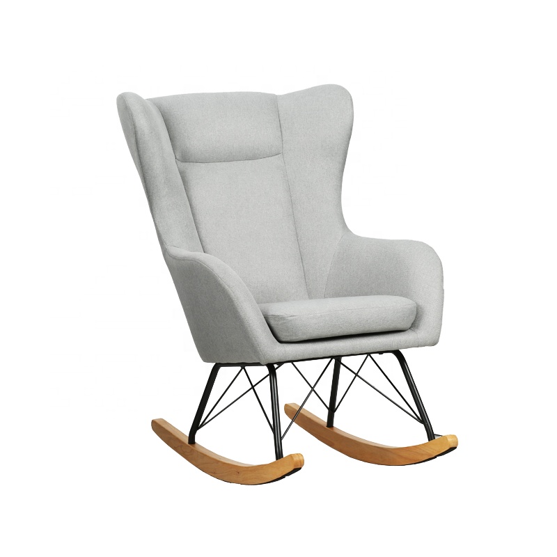 Modern design living room Nordic chair fabric seat comfortable wood rocking chair leisure armchair