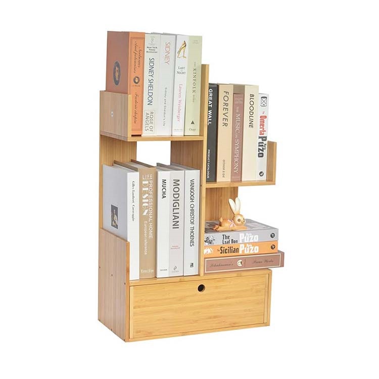Natural Bamboo Office Desk Book File Pen Storage Organizer Desktop Office file holder Wood book shelf Display Rack bam bookshelf
