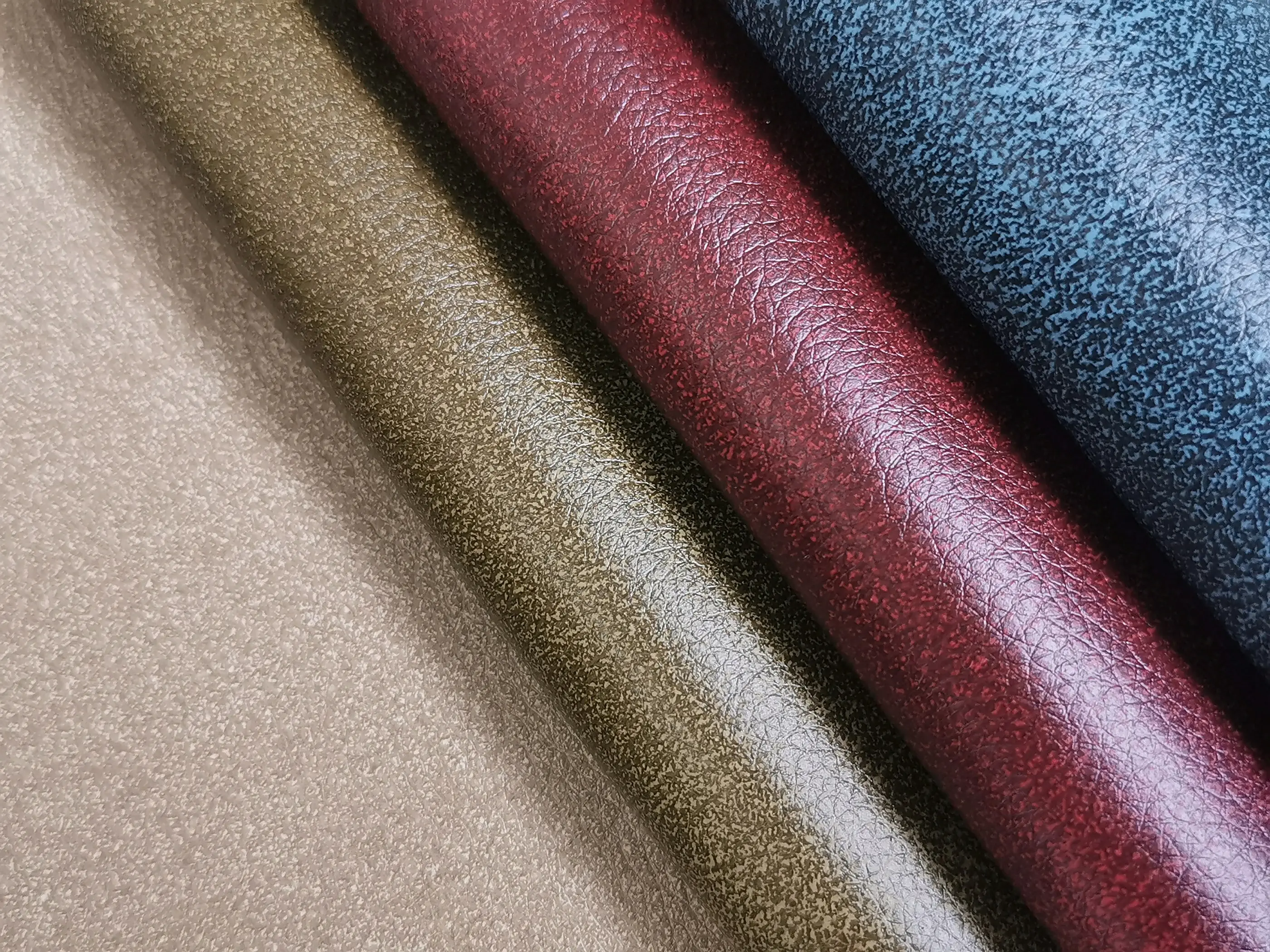 Twill Fabric Smooth 2 Tone De 90 Grain Upholstery Sofa Vegan PU Leather