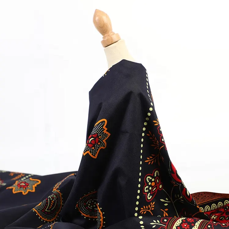 Latest design bulk custom ploy peach african batik wax printing floral fabric hollandais for robes