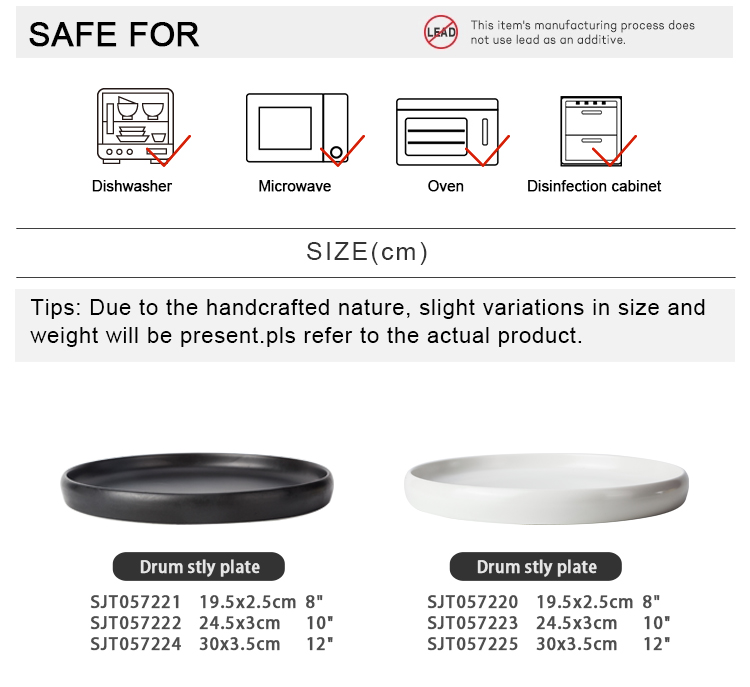 Eco-Friendly Japanese Design Food Porcelain Round Dishes Plate For Restaurants