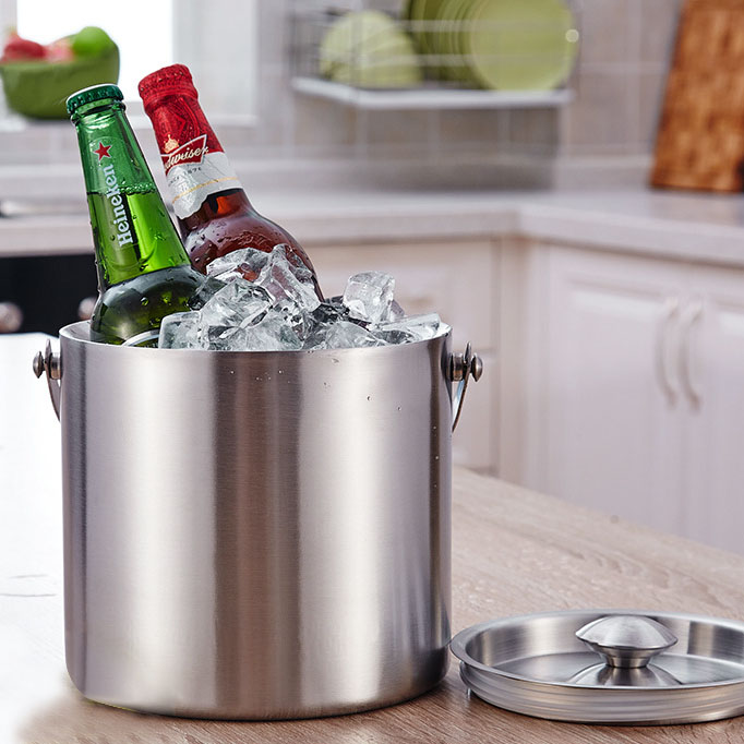 Popular best price fancy food grade stainless steel double wall ice bucket wine cooler with cover