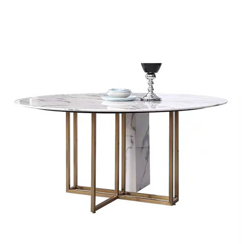 Modern Design Home Dining Room Furniture Real Marble Dining Table round marble gold stainless steel metal stand