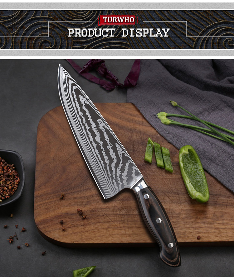8 Inch Stainless Steel Chef Knife With Pakkawood Handle