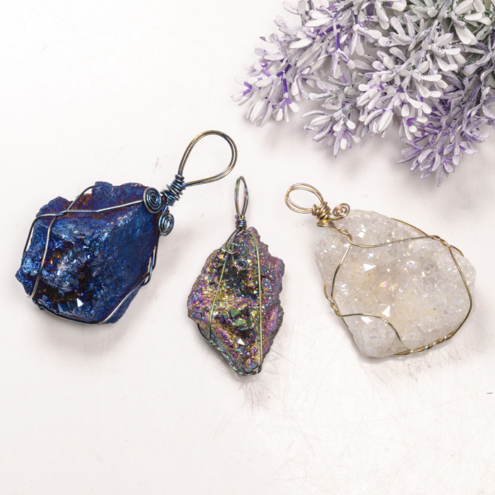 The Hollow Geode Blue Agate Slice Pendant Necklace Gold Plated with an 18 Gold Plated Chain Genuine Solid Agate