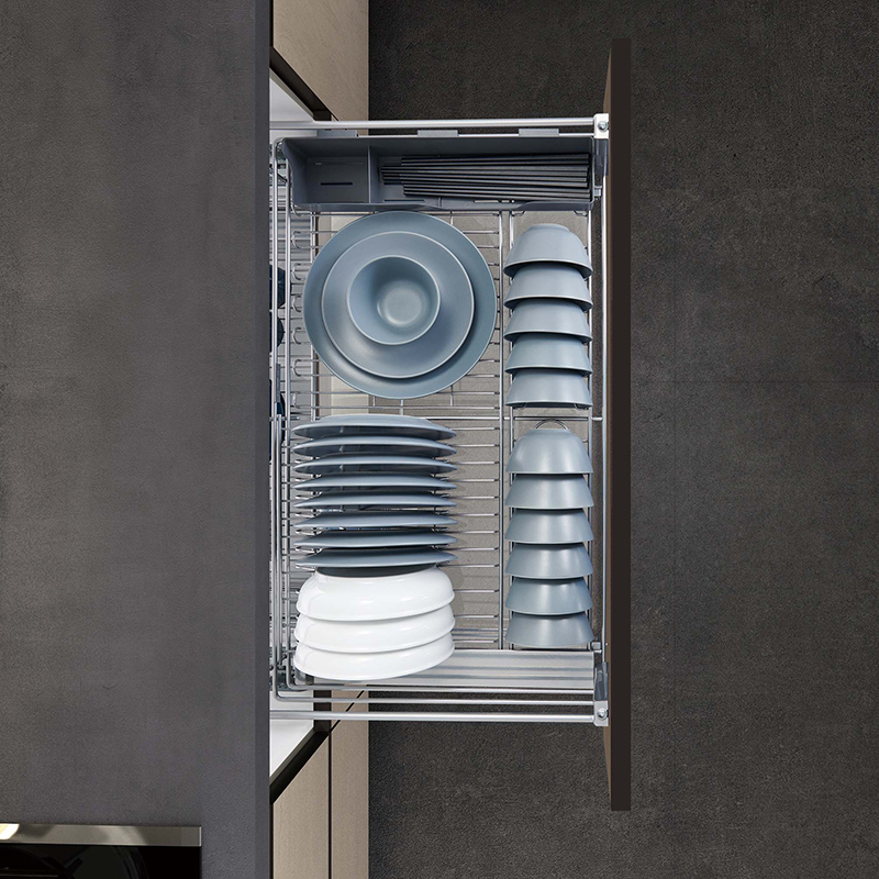 Kitchen cabinet drawer wire sliding dish drying rack shelf drainer basket