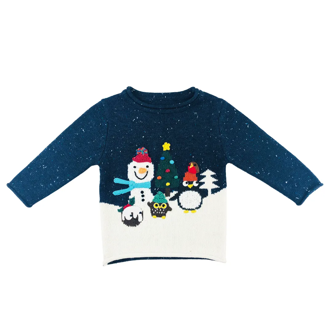 Winter Snowman Jacquard Jumper Kids Crew Pullover Boys Sweatshirt