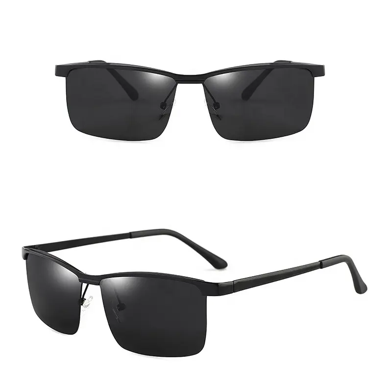 Модные Мужские поляризационные солнцезащитные очки с металлической оправой для езды на открытом воздухе, HD очки для занятий велоспортом и ночным видением