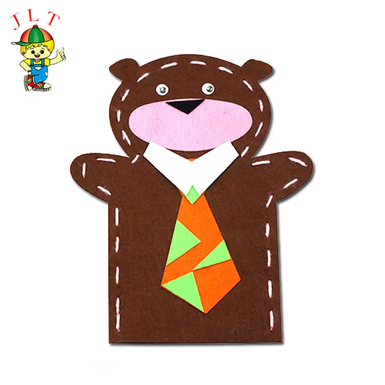 Hot selling cute non-woven brown animal hand puppet bear hand puppets for sale