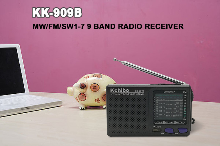 Geschenkverpackung im Taschenformat UKW/MW/SW 9-Band-Radio mit Kopfhöreranschluss