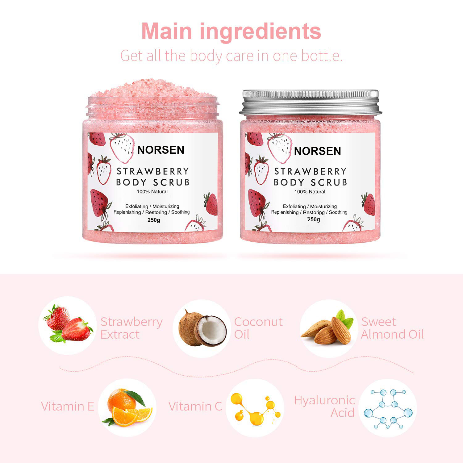 Private Label Natural Organic Moisturizing Exfoliating Strawberry Body Scrub