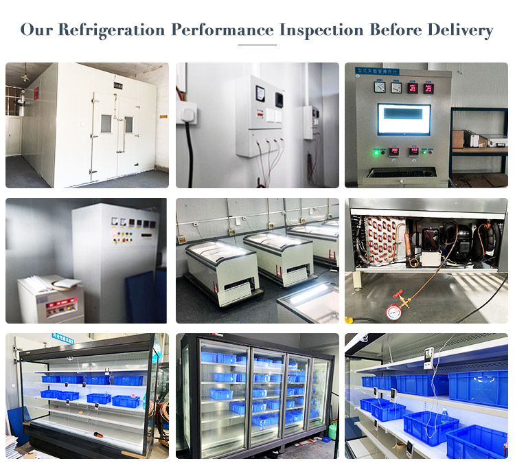 Supermarket commercial freezer air cooling system upright display freezer