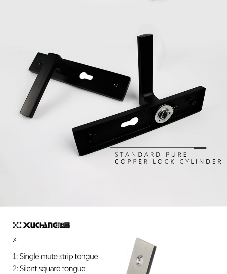 Factory Wholesale Mortise Door Lever  Black Handle On Plate