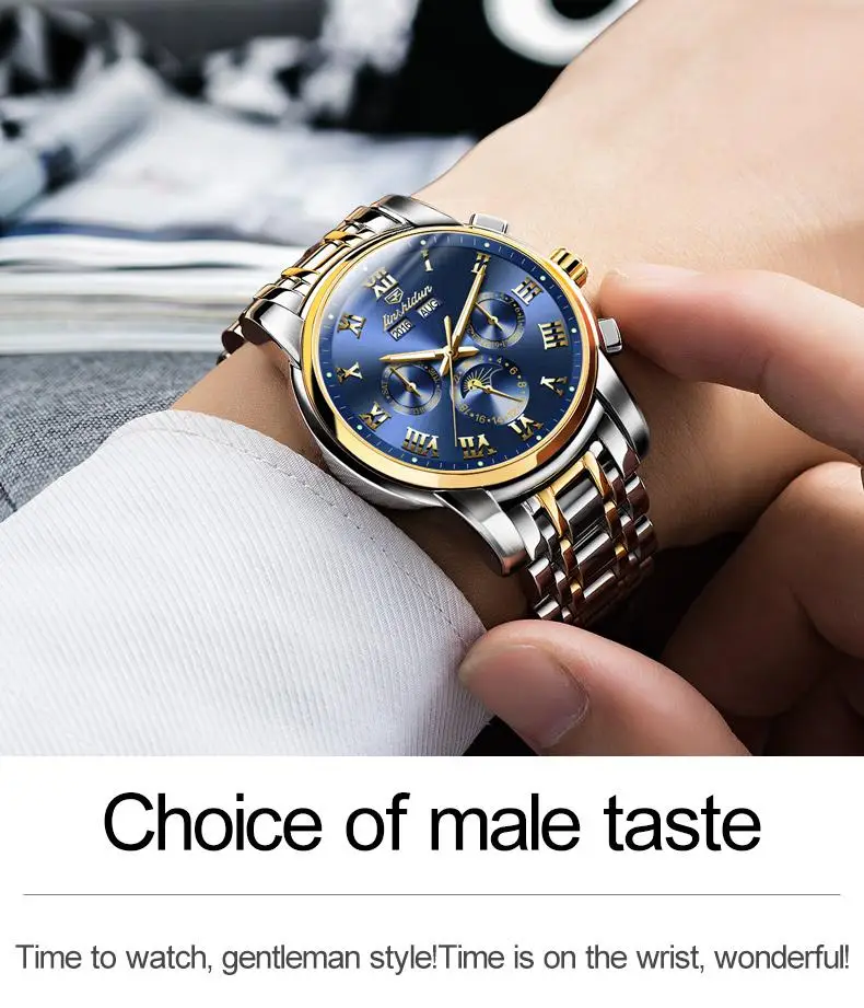 Men Watch Top Luxury Brand JSDUN Montre Homme Avec Date Complete Calendar Mechanical WristWatch ShenZhen Factory Supplier