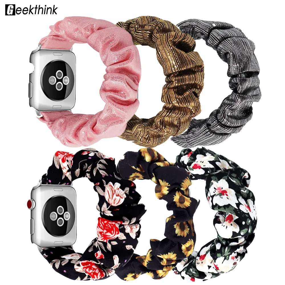 2020 newest elastic watch strap for iphone watch scrunchie for apple watch band bracelet Replacement Bands for women