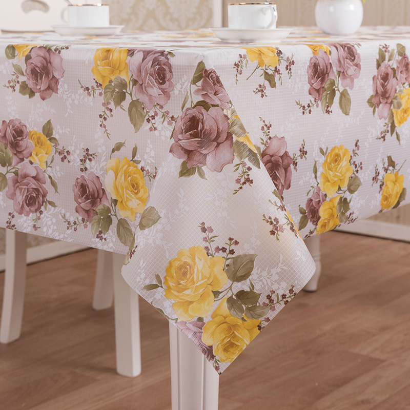 Restaurant Floral Embroidered PEVA Luxury Tablecloth for Wedding Events