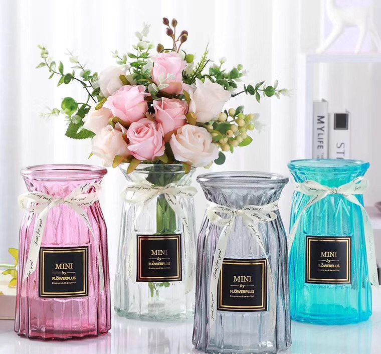 Creative Flower Decoration Glass Clear Bottle Shape Vase For Home