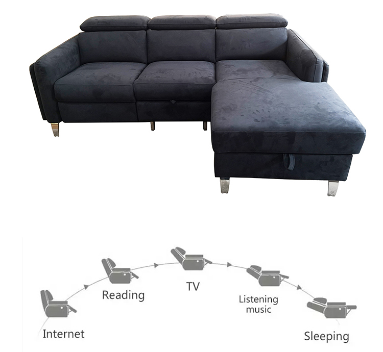 Chinese factory Wholesale fabric functional sofa set Recliner corner sofa bed